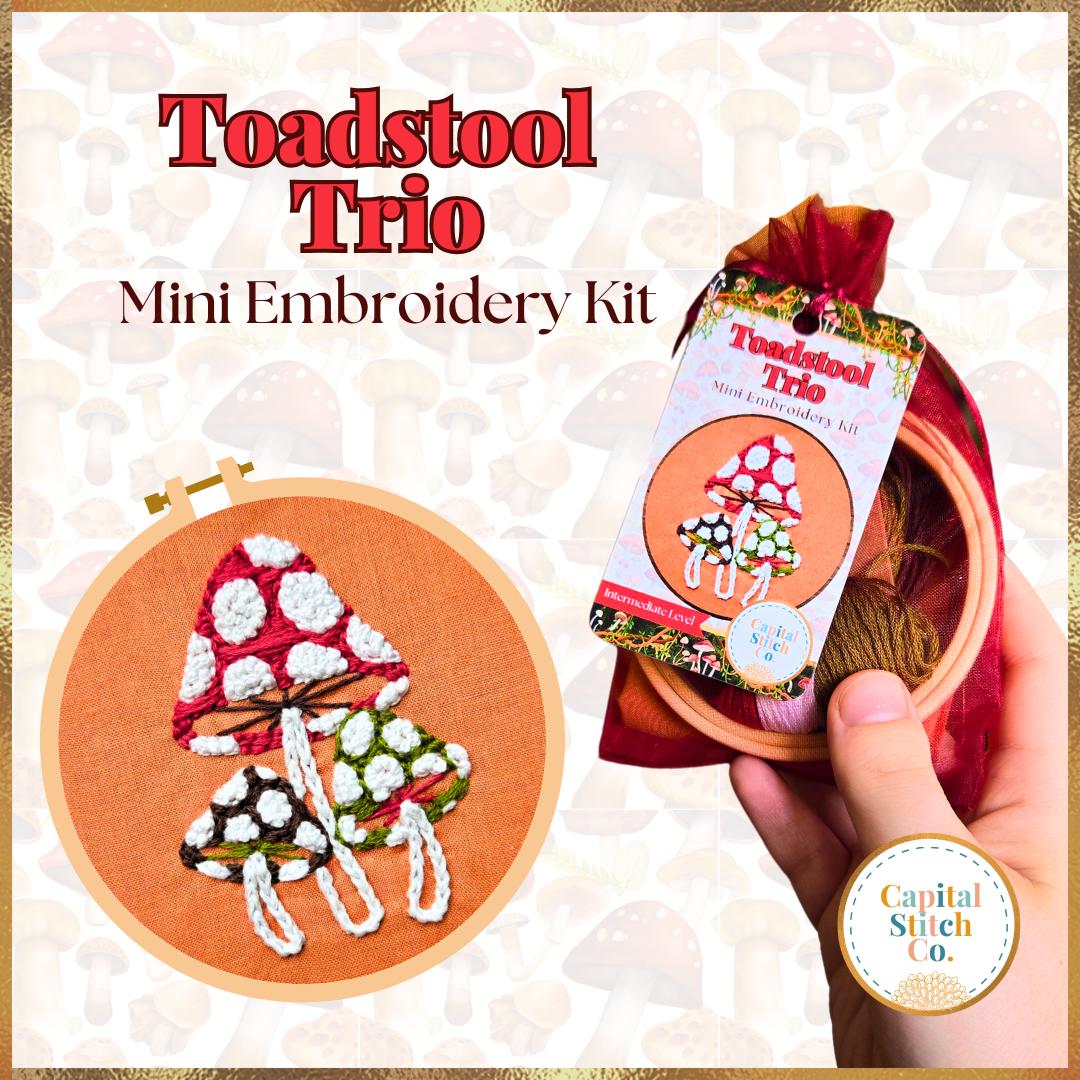 Capital Stitch Co.-Toadstool Trio Mini Embroidery Kit-embroidery kit-gather here online