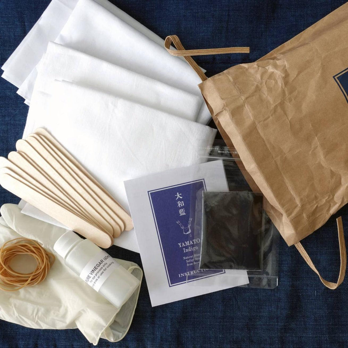 Curious Corners-Yamato Indigo Shibori Kit (Bandana + Tenugui)-craft kit-gather here online