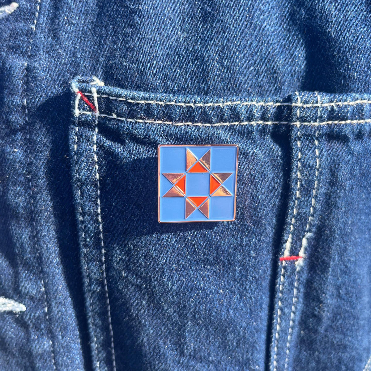 Pen+Pine-Quilt Square Enamel Pin-patches + pins-gather here online