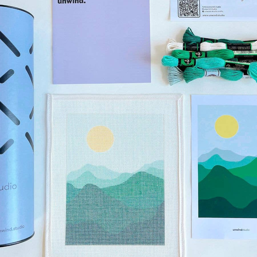 Unwind Studio-Green Mountains Needlepoint Kit-xstitch kit-gather here online