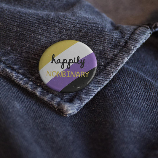 Luck and Lavender Studio-Happily Nonbinary Button-patches + pins-gather here online