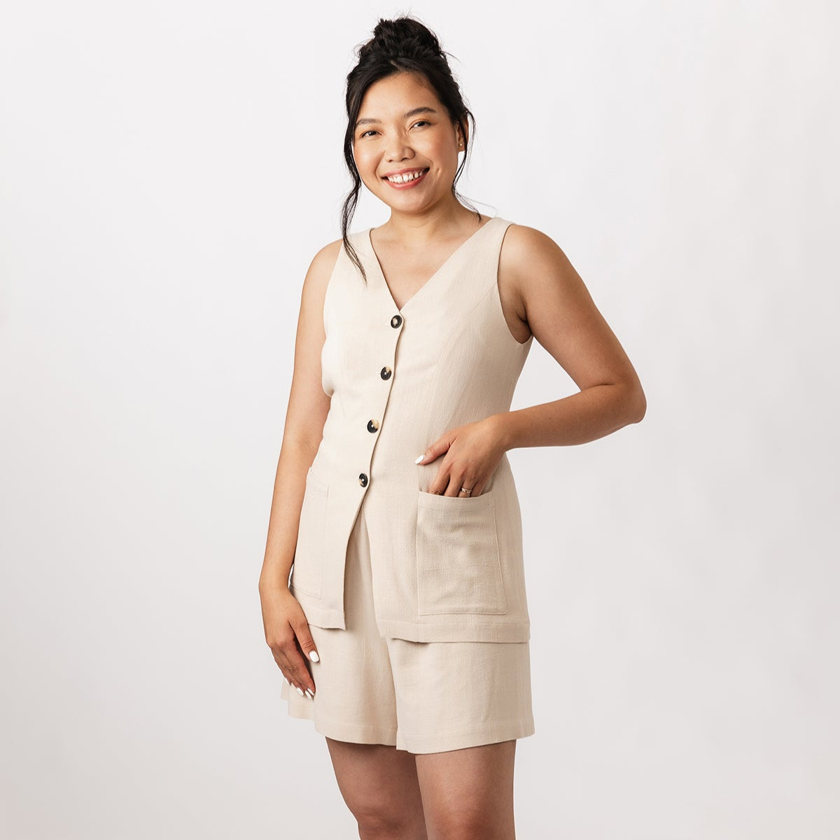 Named Clothing-Asteri Button-Down Dress & Vest Pattern - PDF DOWNLOAD-sewing pattern-gather here online