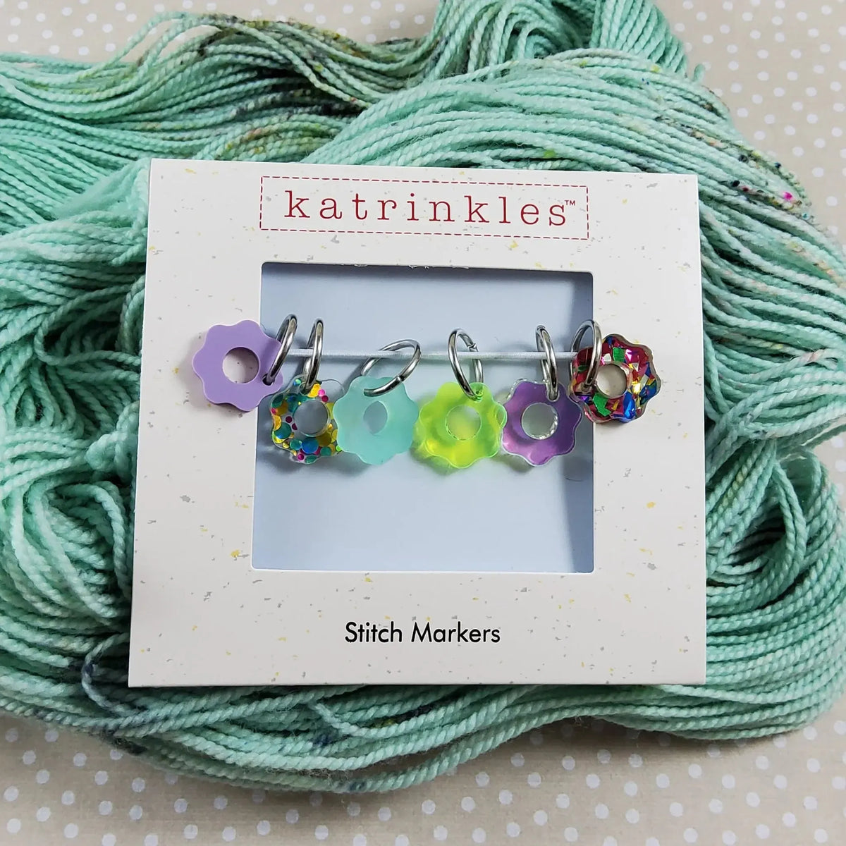 Katrinkles-Acrylic Flower Stitch Markers-knitting notion-gather here online