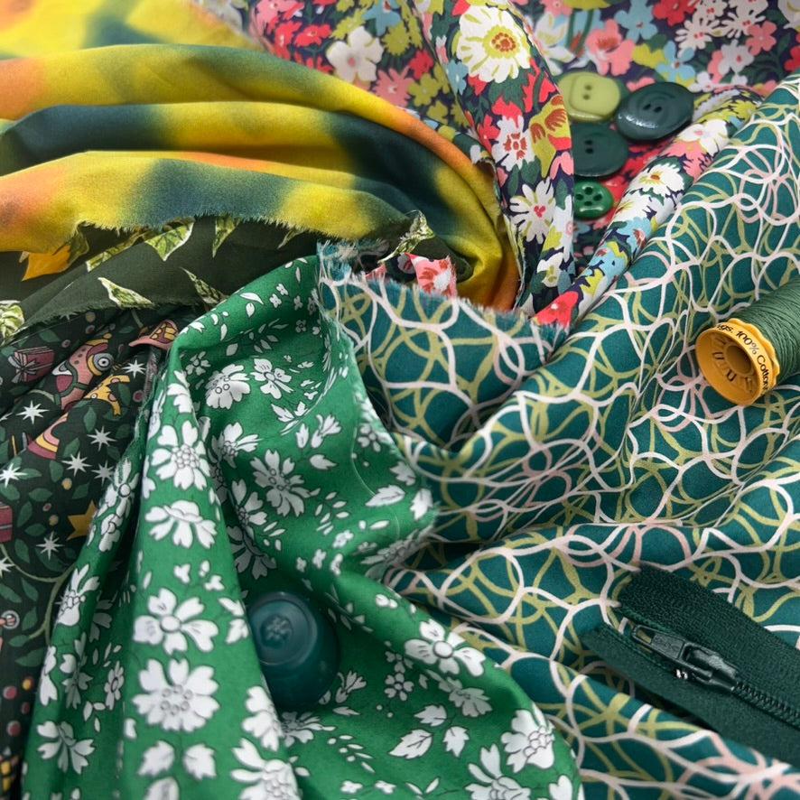 gather here-Tana Lawn Color Bundle - Dark Green (6 pieces)-fat quarters-gather here online