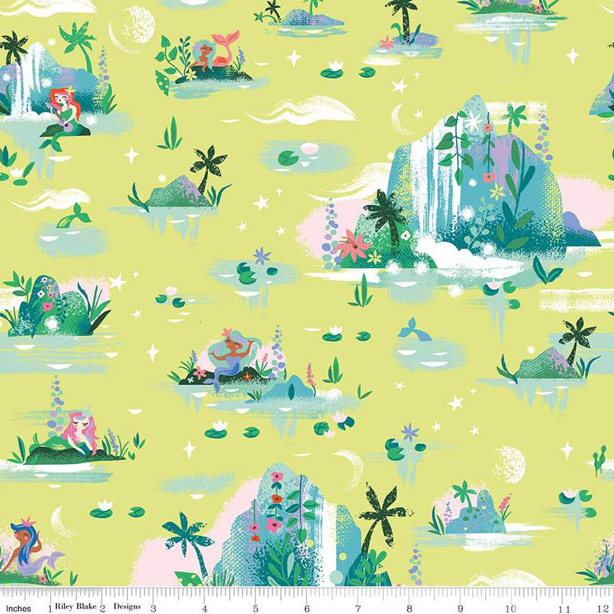 Riley Blake Designs-Mermaid Lagoon Lemongrass-fabric-gather here online