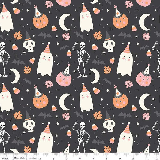 Riley Blake Designs-Hey Pumpkin Main Charcoal-fabric-gather here online