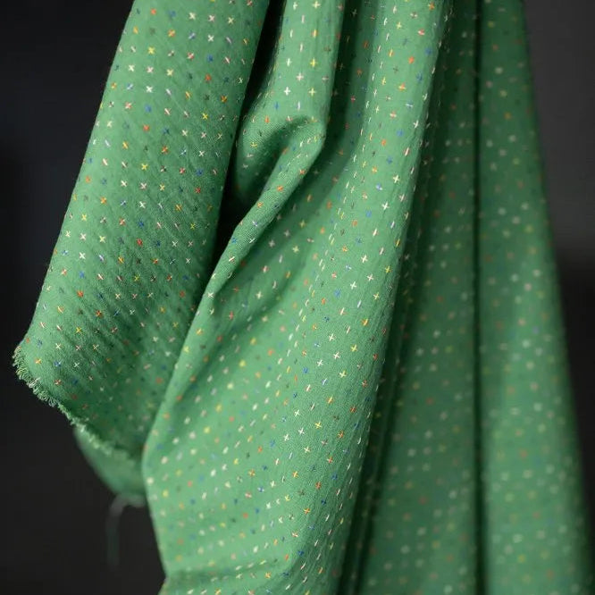 Merchant & Mills-Green Bobbette Cross Stitch Indian Cotton-fabric-gather here online