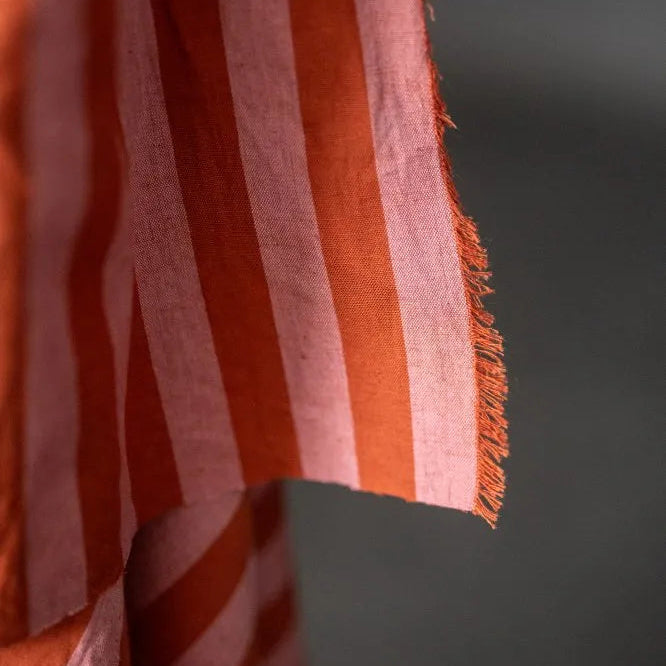 Merchant & Mills-Pink Blush Stripe Cotton/Linen-fabric-gather here online