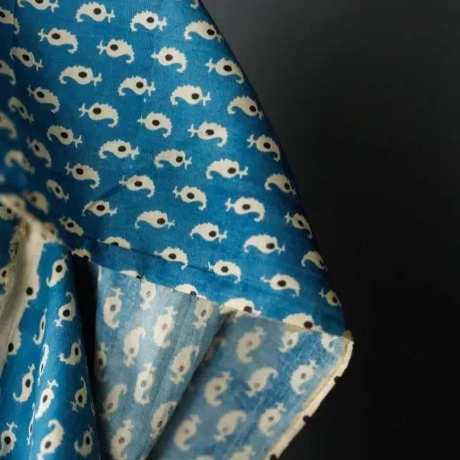Merchant & Mills-Kali Cyan Indian Cotton-fabric-gather here online