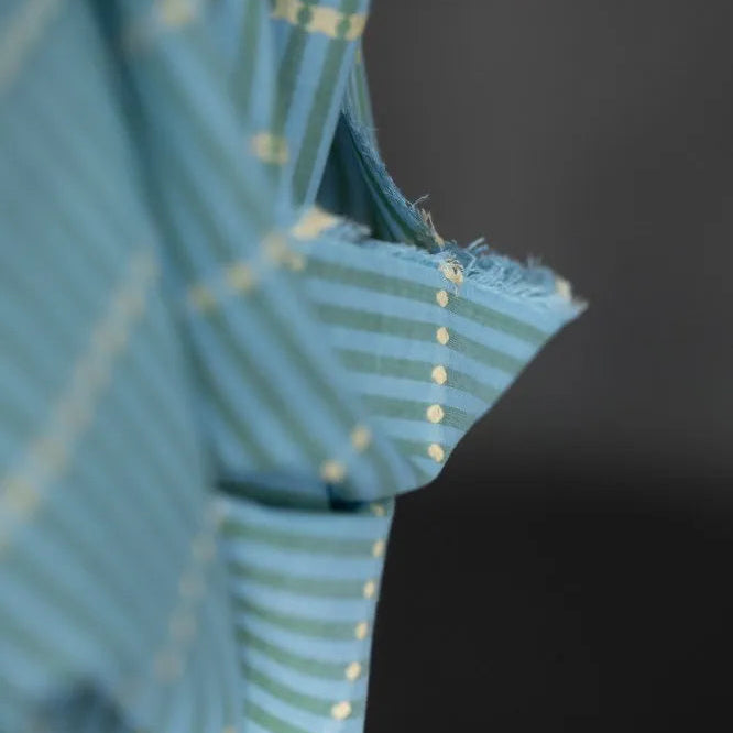 Merchant & Mills-Blue/Green Lumiere Striped Indian Cotton-fabric-gather here online