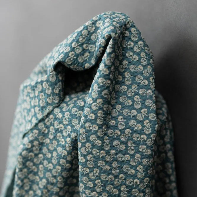 Merchant & Mills-Donguri Organic Seersucker Duck Egg-fabric-gather here online