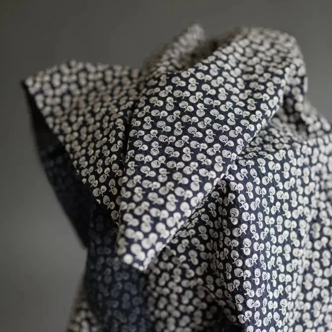 Merchant & Mills-Donguri Organic Seersucker Navy Nat-fabric-gather here online