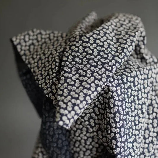 Merchant & Mills-Donguri Organic Seersucker Navy Nat-fabric-gather here online