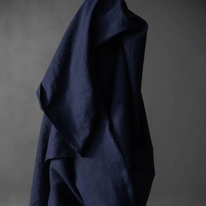 Merchant & Mills-Dark Navy Organic Cotton/Linen-fabric-gather here online