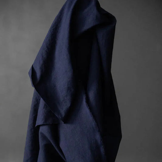 Merchant & Mills-Dark Navy Organic Cotton/Linen-fabric-gather here online