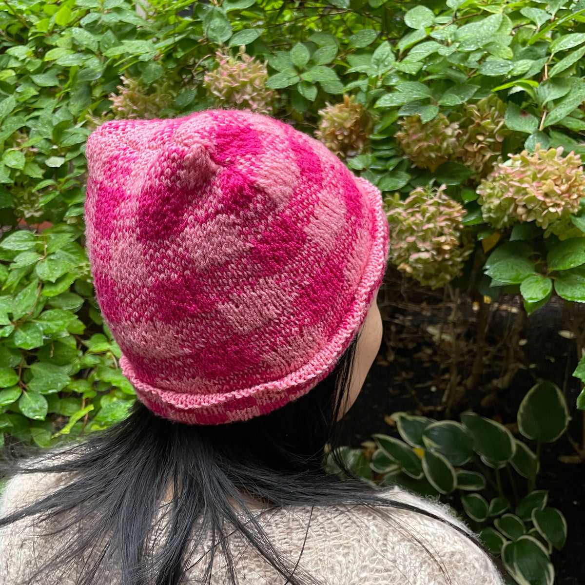 gather here-Checkham Reversible Beanie Pattern-knitting pattern-gather here online