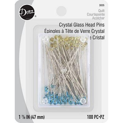 Dritz-1 7/8" Crystal Glass Head Pins - 100ct-sewing notion-gather here online