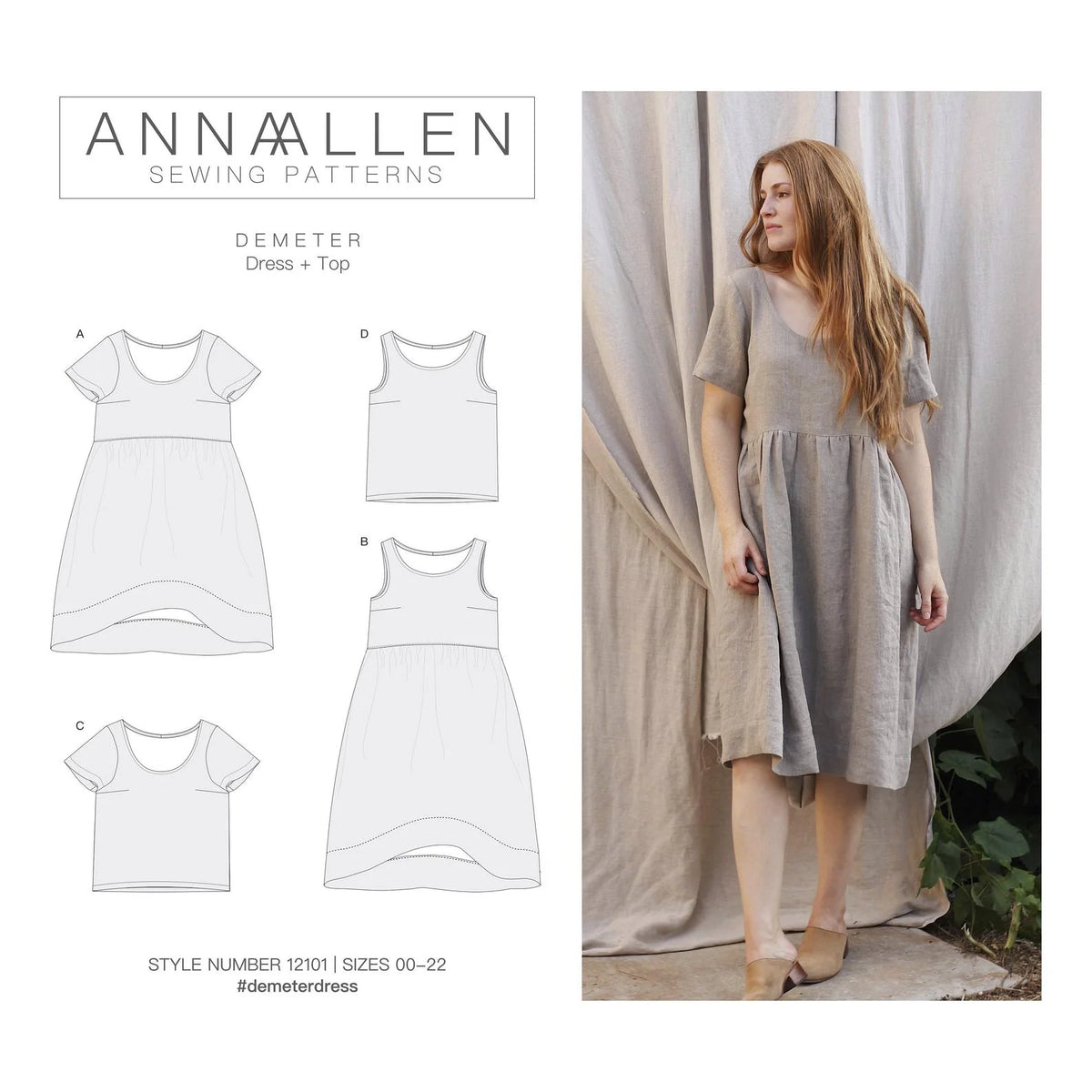 Anna Allen Patterns-Demeter Dress + Top Pattern - PDF DOWNLOAD-sewing pattern-gather here online