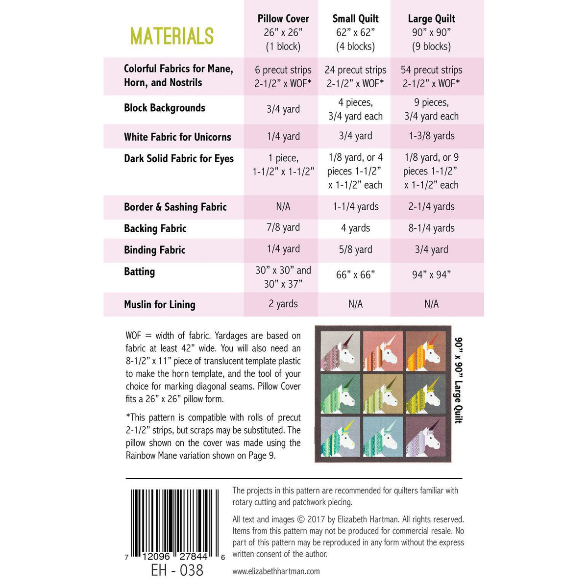 Elizabeth Hartman-Lisa the Unicorn Quilt Pattern-quilting pattern-Default-gather here online