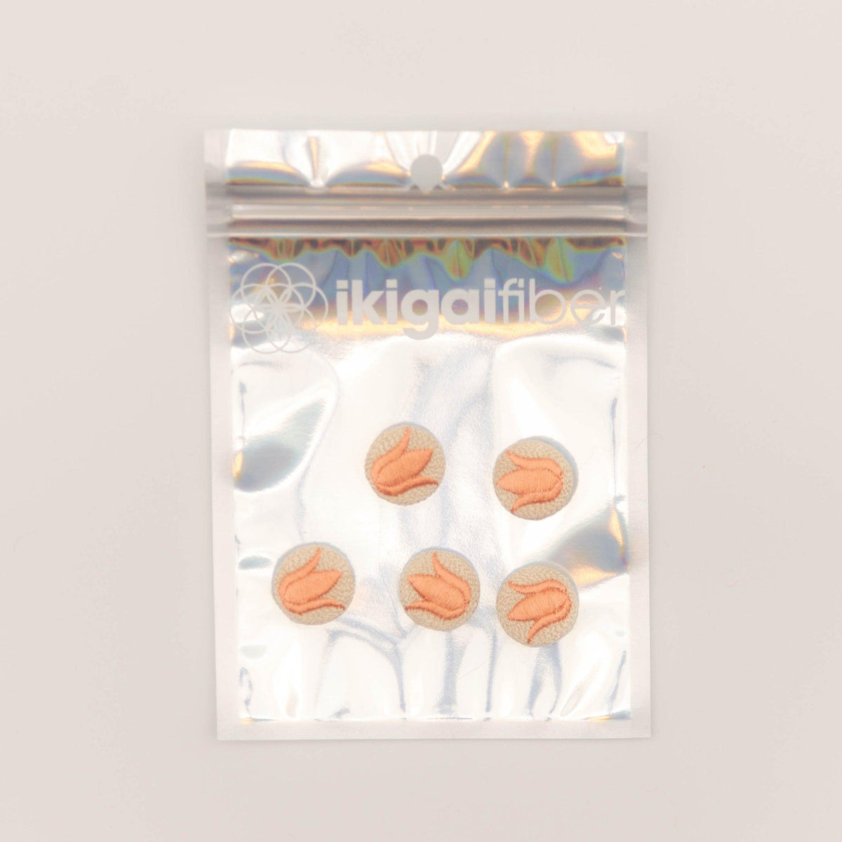 Ikigai Fiber-Embroidered Buttons Peach-button-gather here online