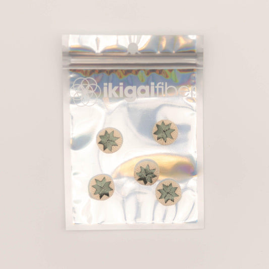 Ikigai Fiber-Embroidered Buttons Sage-button-gather here online