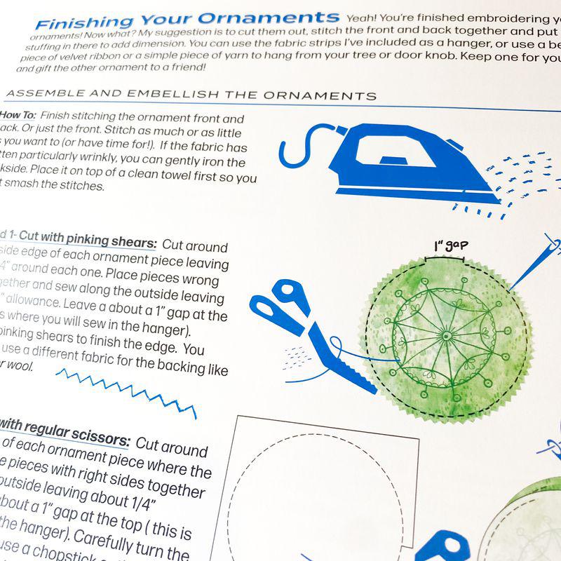 Keller Design Co.-Snowflake Ornament Embroidery Kit - Blue/Blue-embroidery kit-gather here online