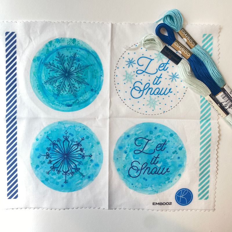 Keller Design Co.-Snowflake Ornament Embroidery Kit - Blue/Blue-embroidery kit-gather here online