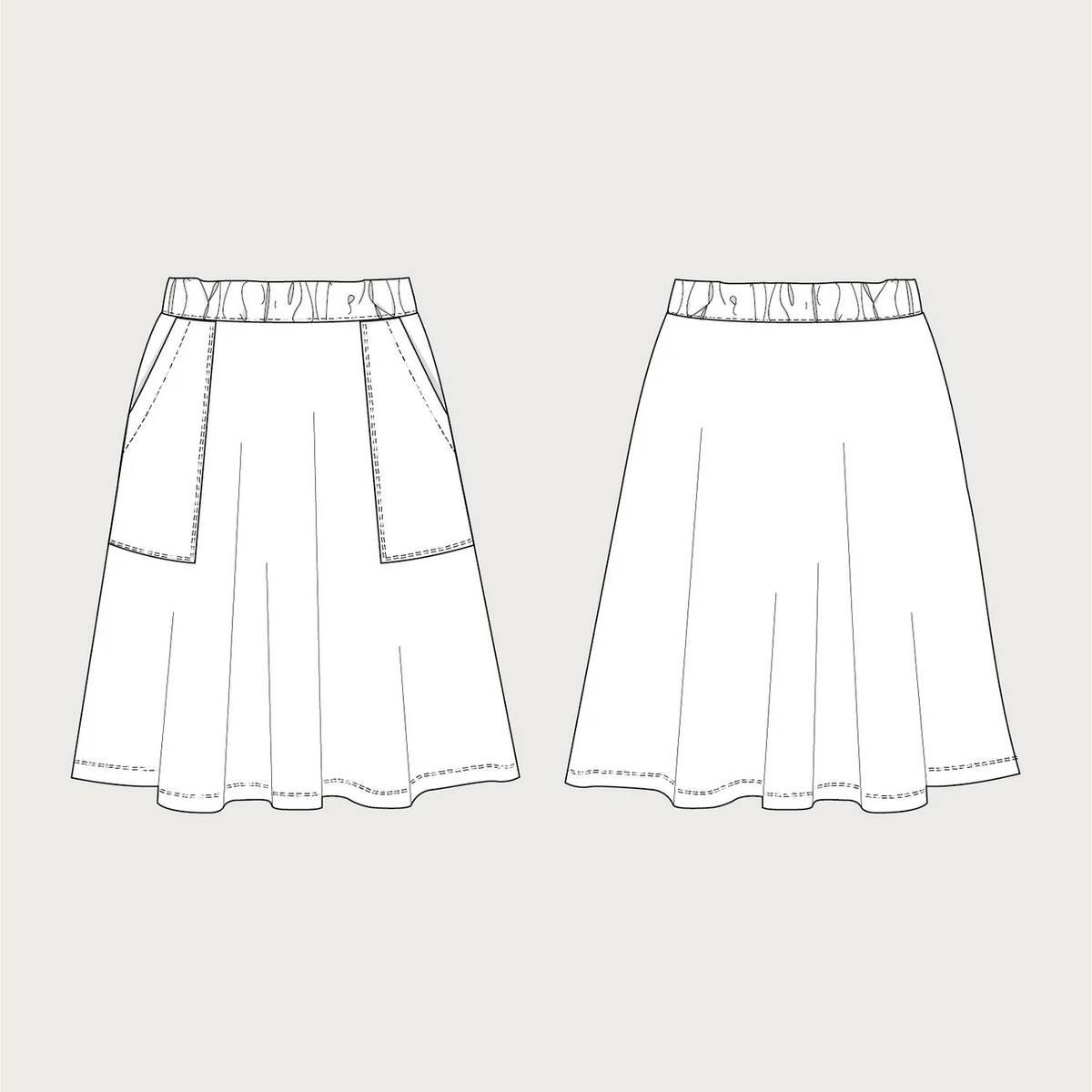Assembly Line-Elastic Waist Maxi Skirt Pattern (MINI-3XL)-sewing pattern-gather here online