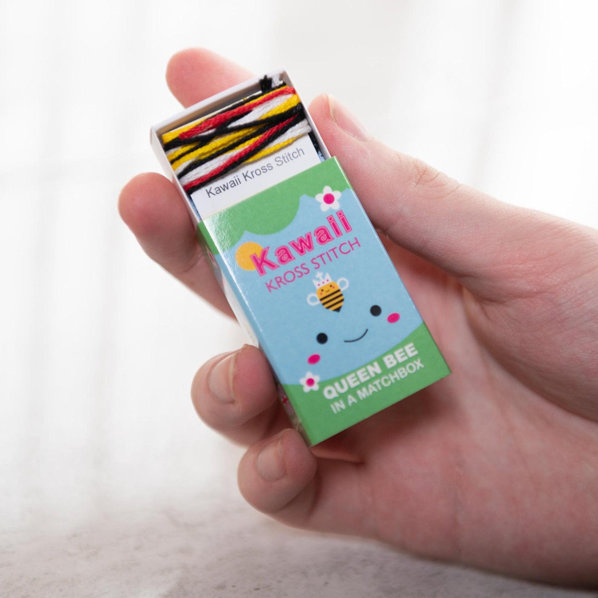 Marvling Bros-Kawaii Queen Bee Mini Cross Stitch Kit in a Matchbox-xstitch kit-gather here online