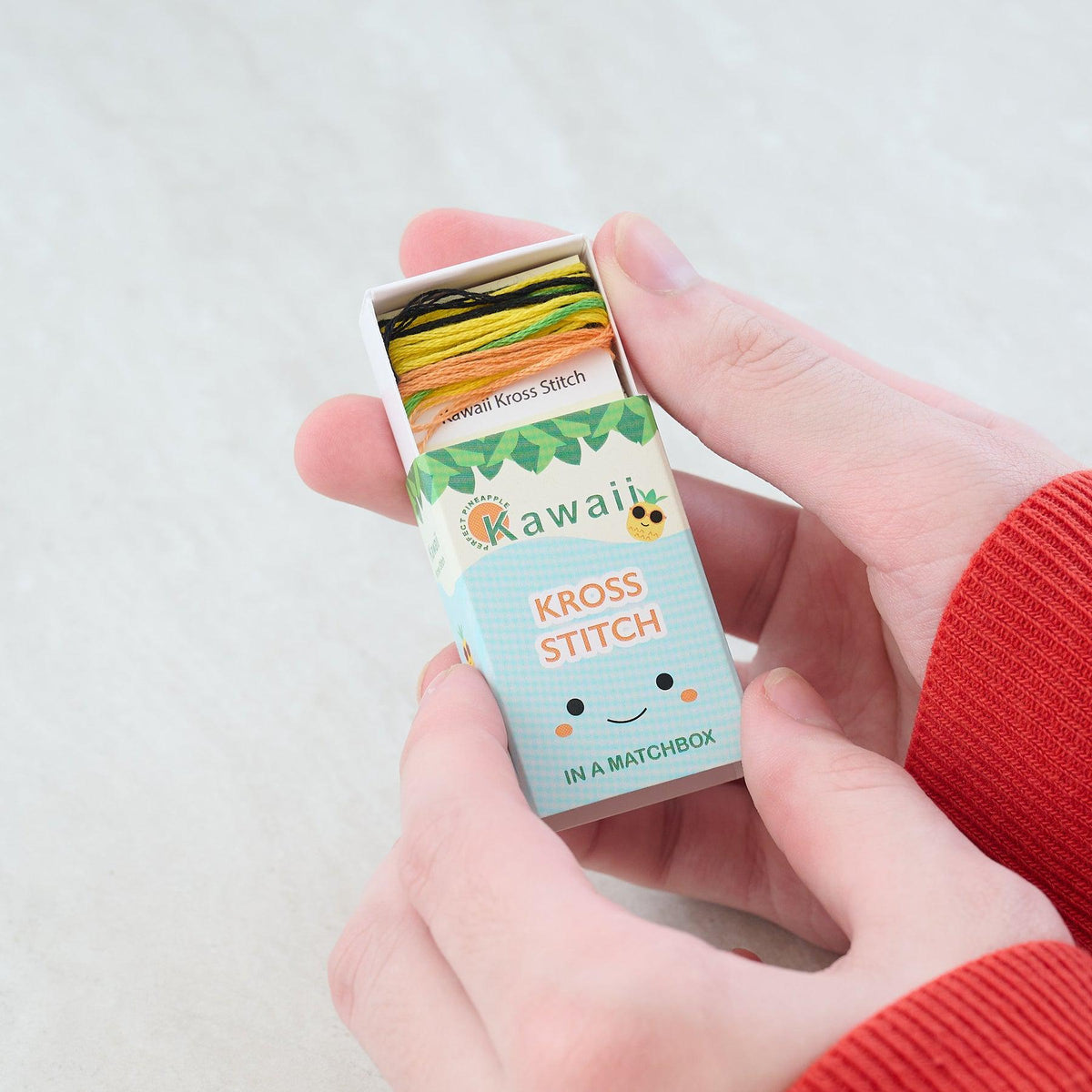 Marvling Bros-Kawaii Pineapple Mini Cross Stitch Kit in a Matchbox-xstitch kit-gather here online