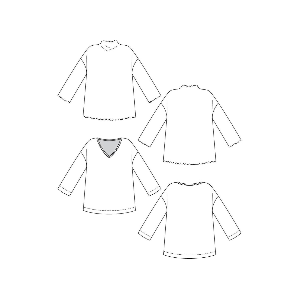 Named Clothing-Olo Funnel Neck Tee & V-Neck Tee Pattern - PDF DOWNLOAD-sewing pattern-gather here online