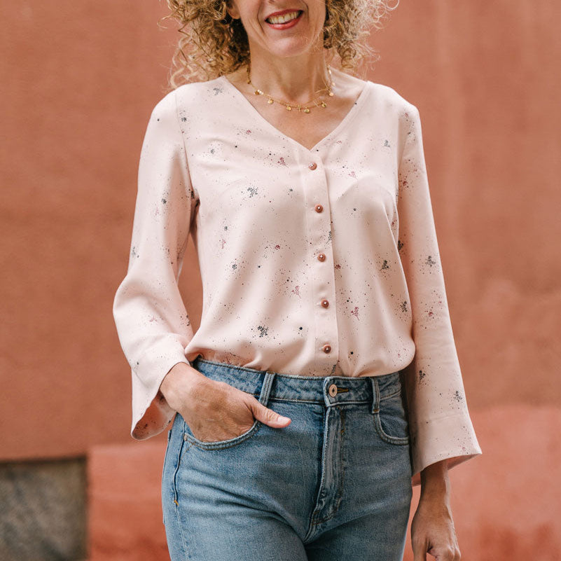 Liesl + Co-Geneva V-Neck Blouse Pattern - PDF DOWNLOAD-sewing pattern-gather here online