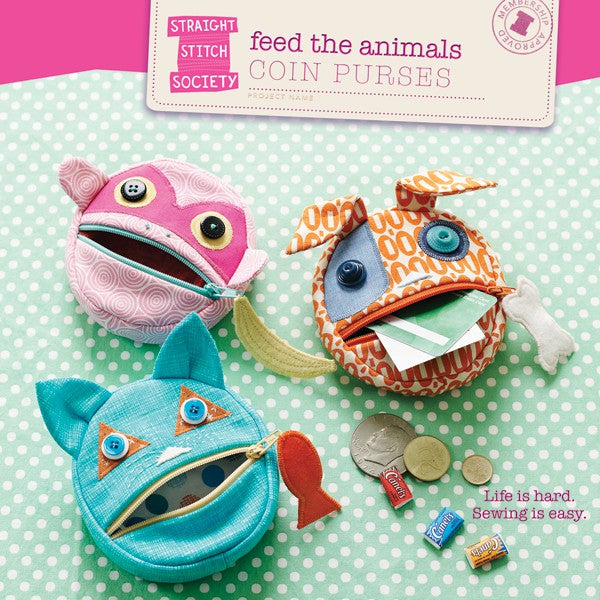Straight Stitch Society-Feed The Animals Coin Purse Pattern - PDF DOWNLOAD-sewing pattern-gather here online