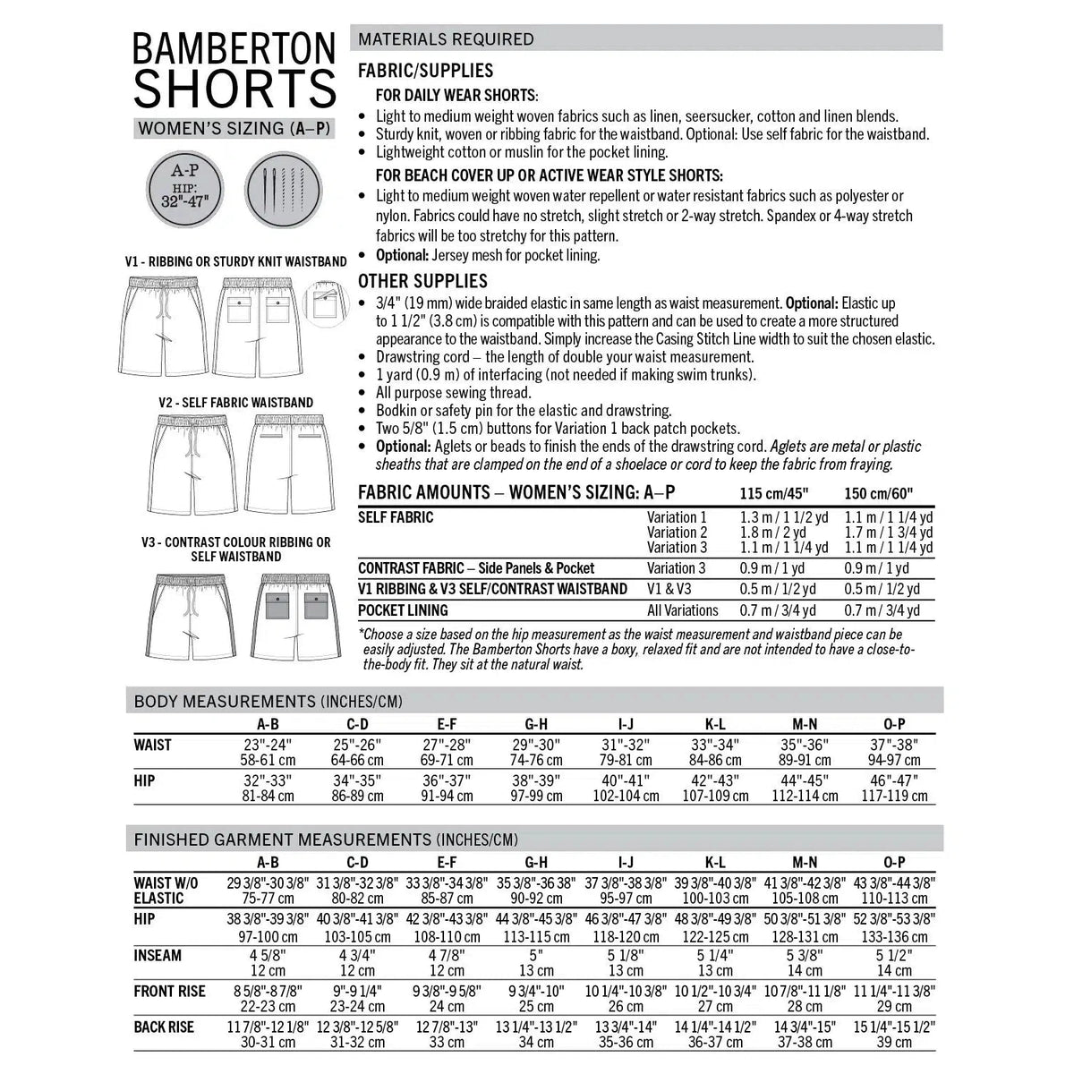Thread Theory-Bamberton Shorts Pattern (Women's) - PDF DOWNLOAD-sewing pattern-gather here online