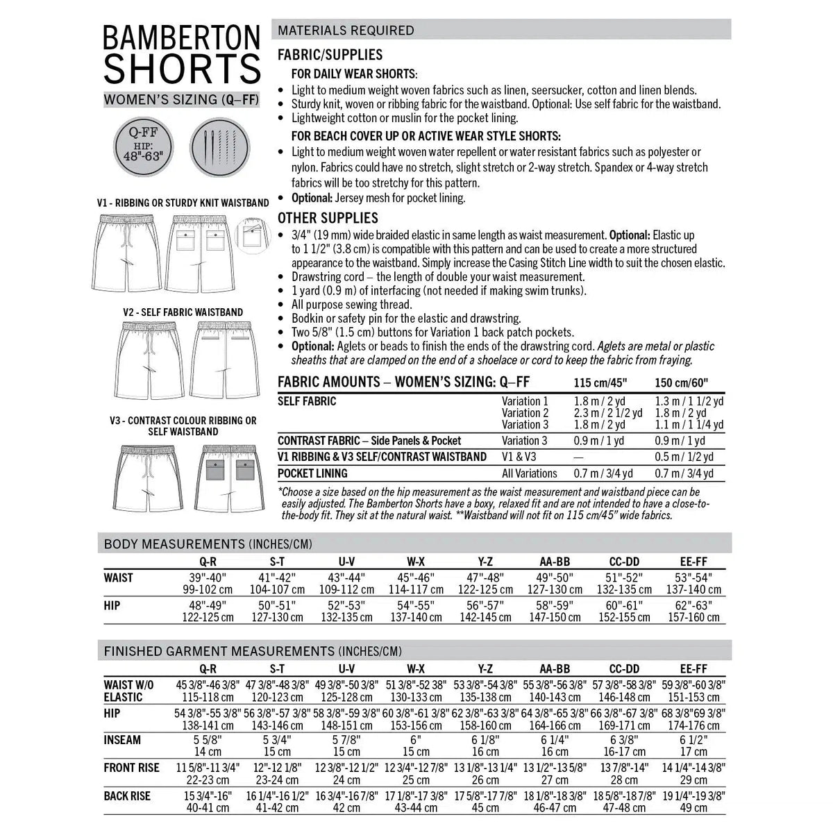 Thread Theory-Bamberton Shorts Pattern (Women's) - PDF DOWNLOAD-sewing pattern-gather here online