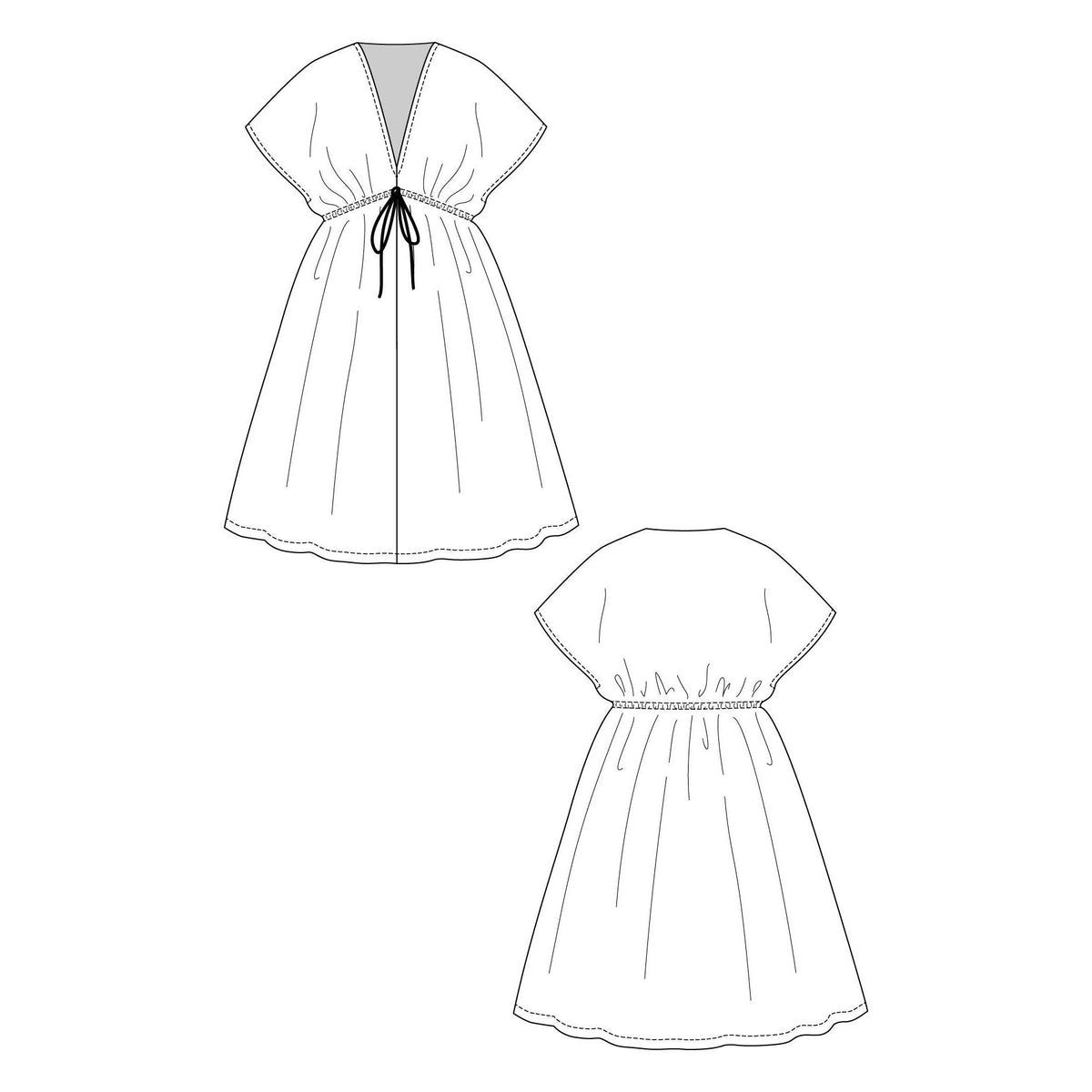 Named Clothing-Suvi Caftan Mini & Maxi Dress Pattern - PDF DOWNLOAD-sewing pattern-gather here online
