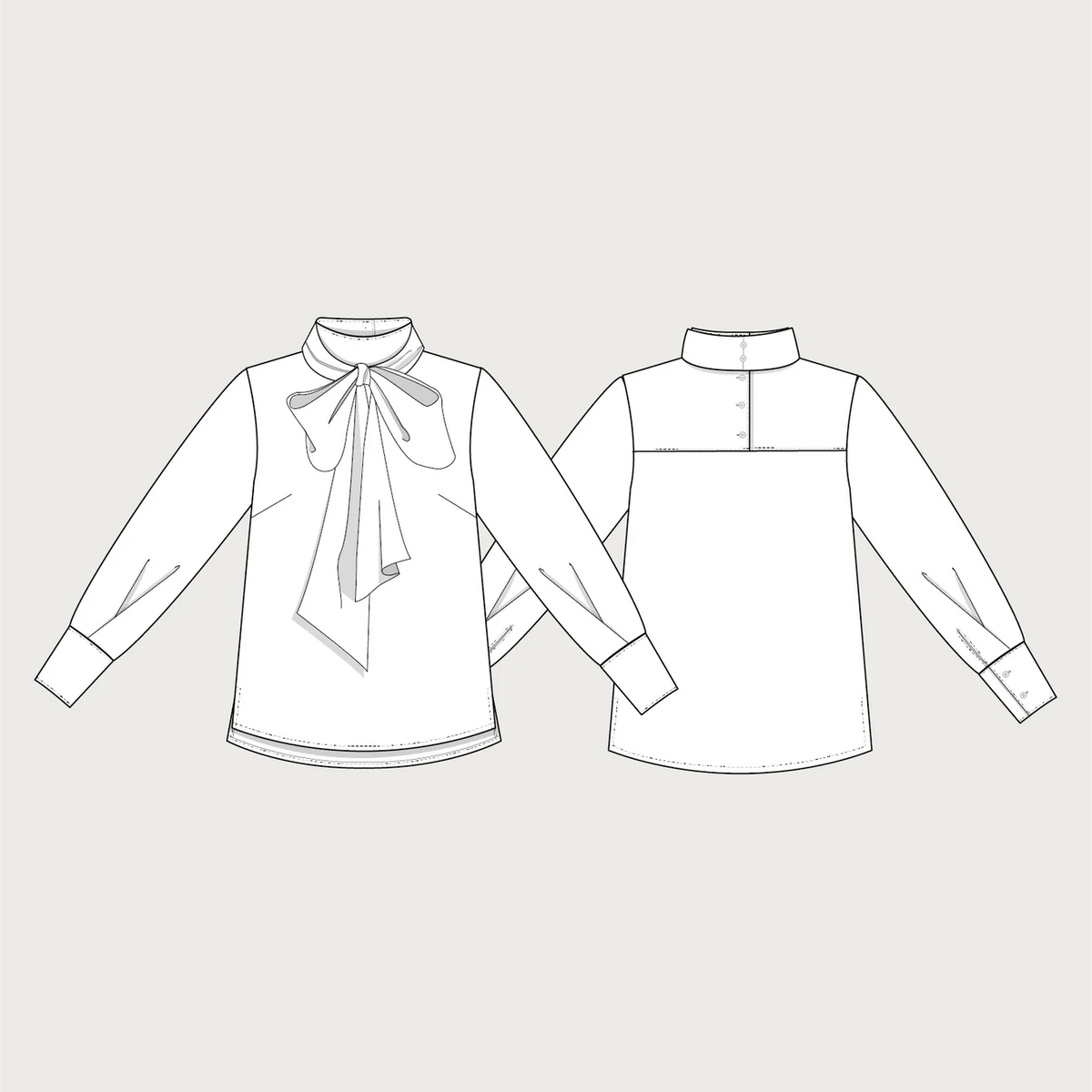 Assembly Line-Tie Bow Blouse Pattern-sewing pattern-gather here online