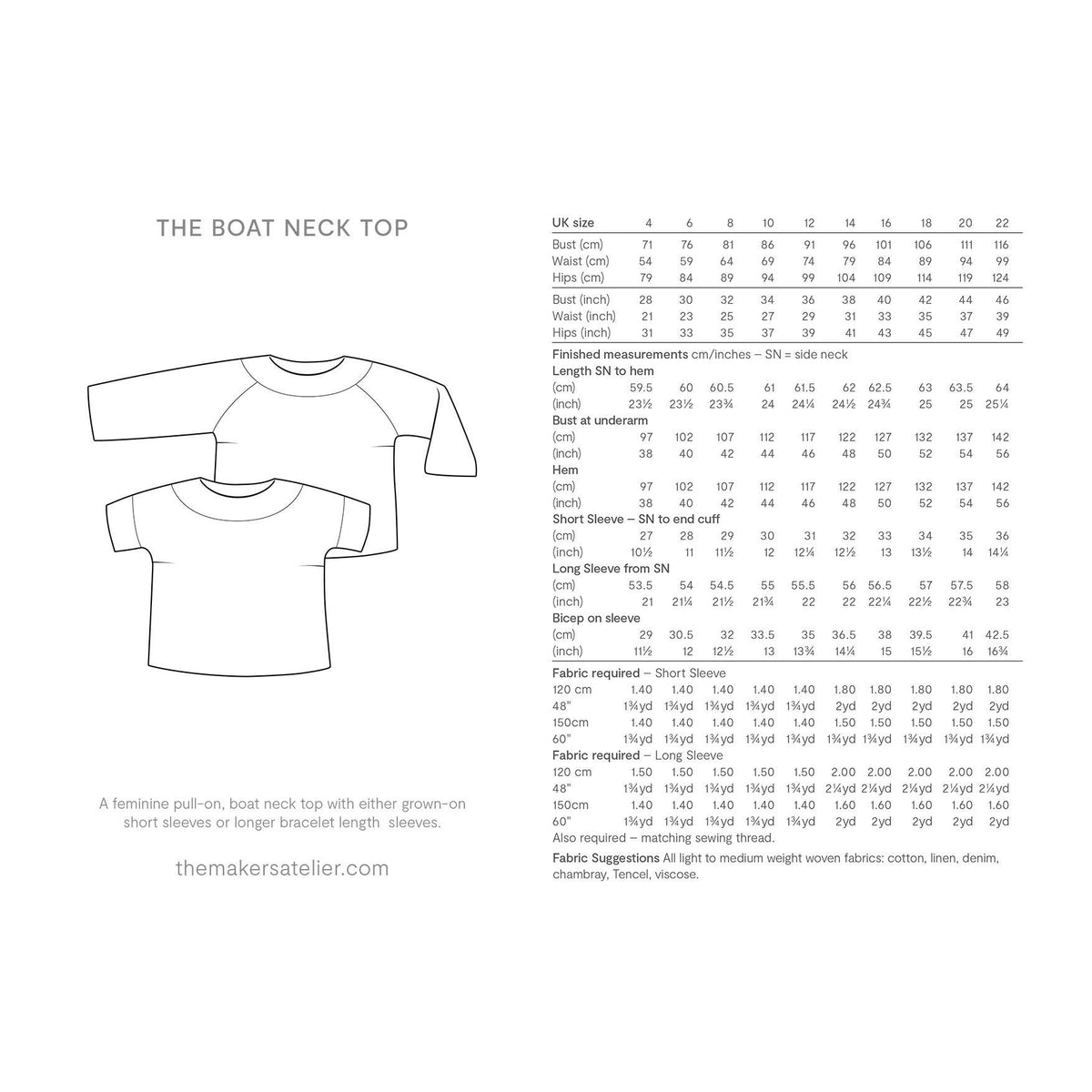 The Maker's Atelier-The Boat Neck Top Pattern - PDF DOWNLOAD-sewing pattern-gather here online