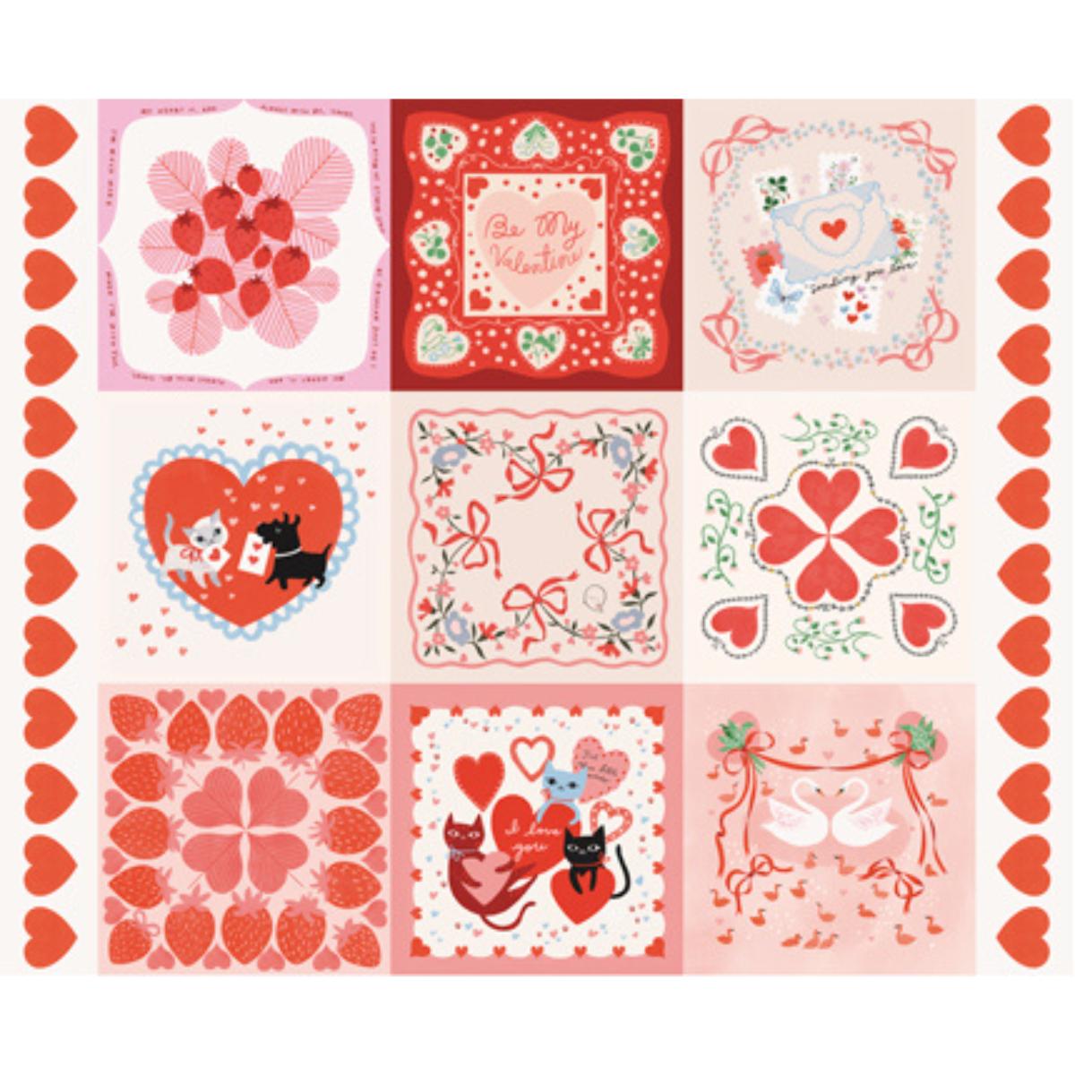 Moda-Funny Valentines Panel-fabric panel-gather here online