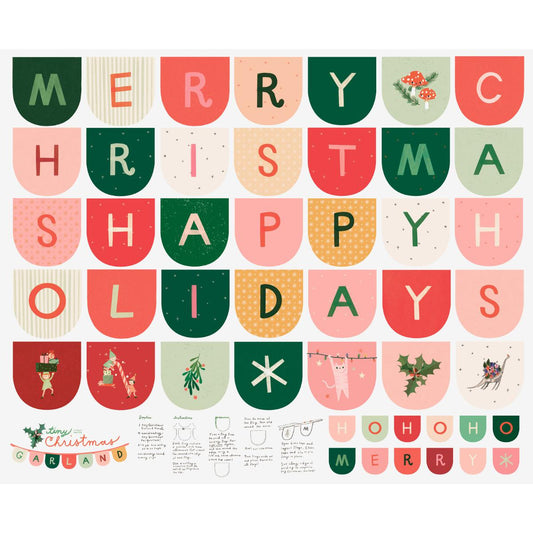 Moda-Tiny Christmas Garland Panel-fabric panel-gather here online