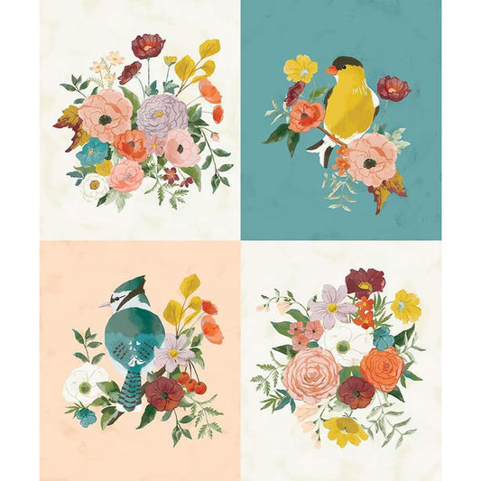 Riley Blake Designs-Birds And Bouquets Panel-fabric panel-gather here online