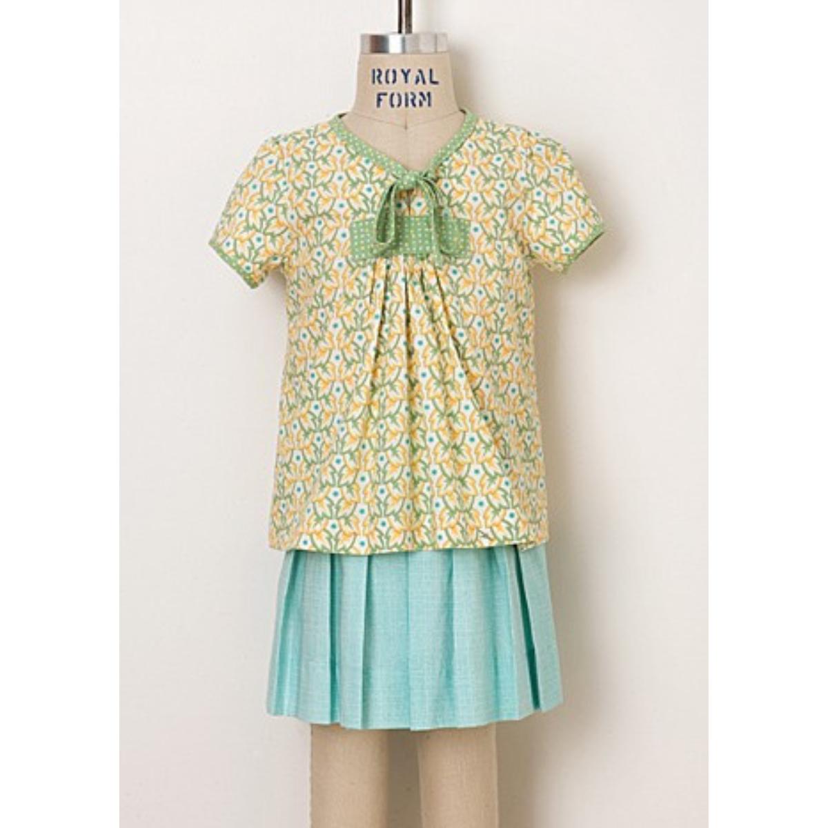 oliver + s-Two Plus Two Blouse & Pleated Skirt Pattern - PDF DOWNLOAD-sewing pattern - kids-gather here online