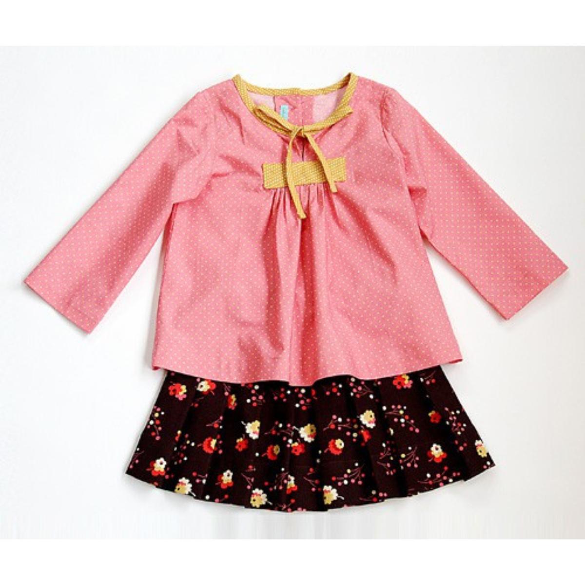 oliver + s-Two Plus Two Blouse & Pleated Skirt Pattern - PDF DOWNLOAD-sewing pattern - kids-gather here online