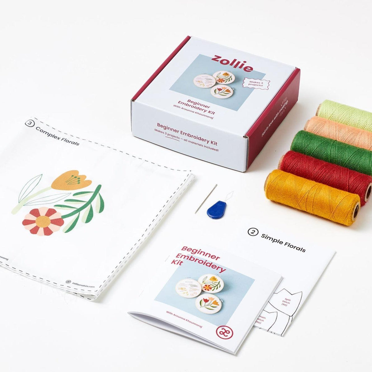 Zollie-Beginner Embroidery Kit - 3 Projects-embroidery kit-gather here online