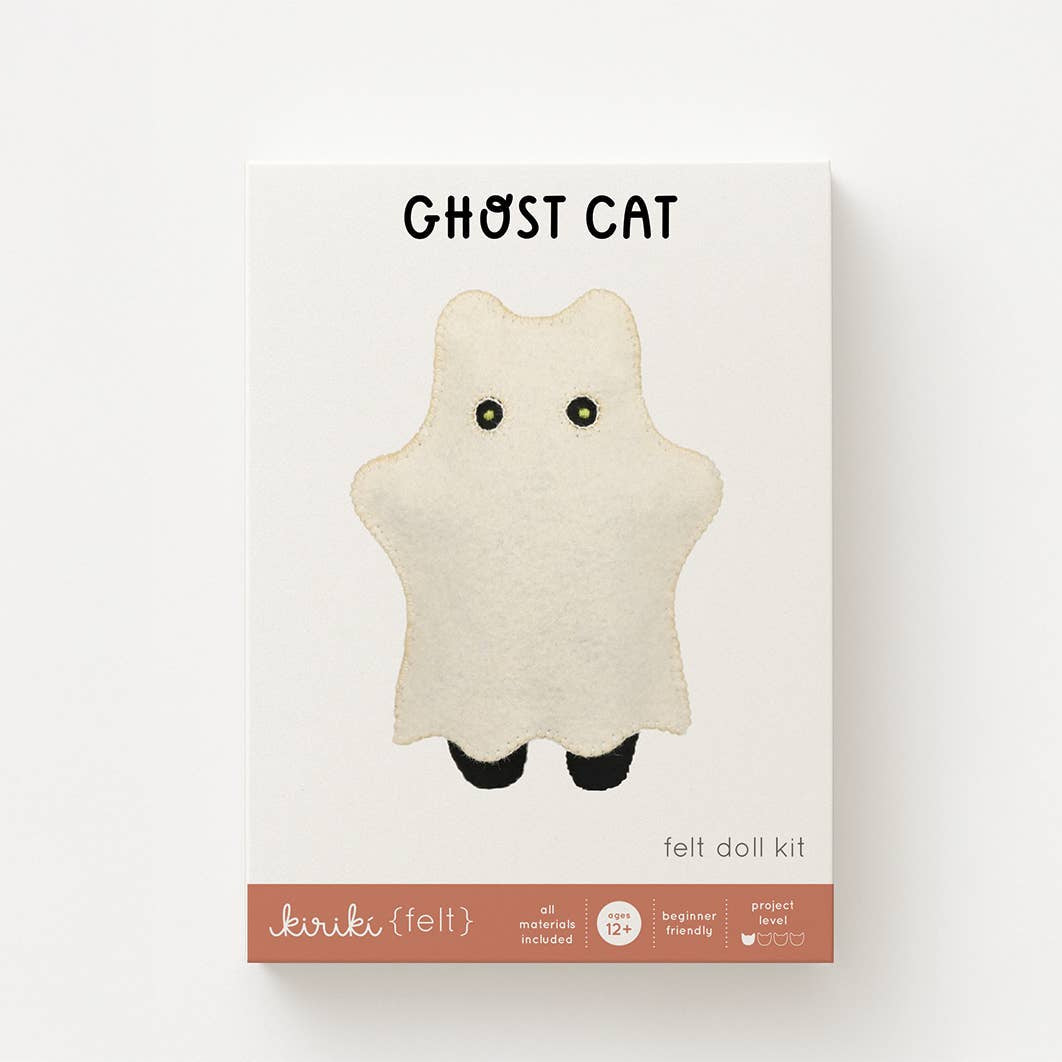 Kiriki Press-Ghost Cat Felt Doll Kit-embroidery kit-gather here online