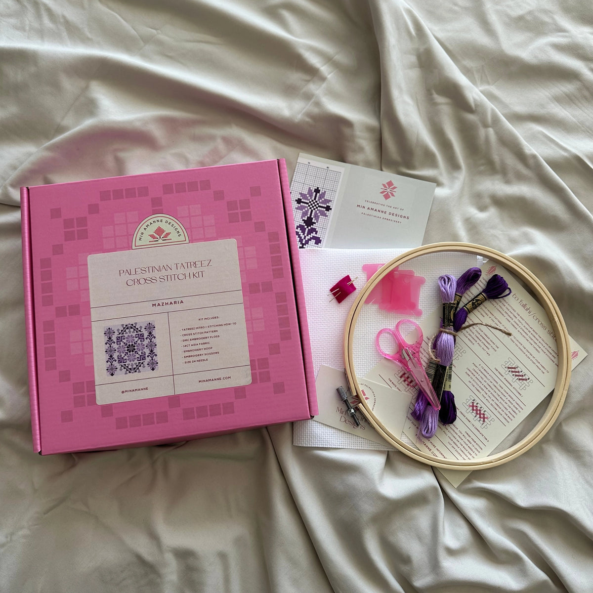 Min Amanne Tatreez Designs-Mazharia Tatreez Kit-xstitch kit-gather here online