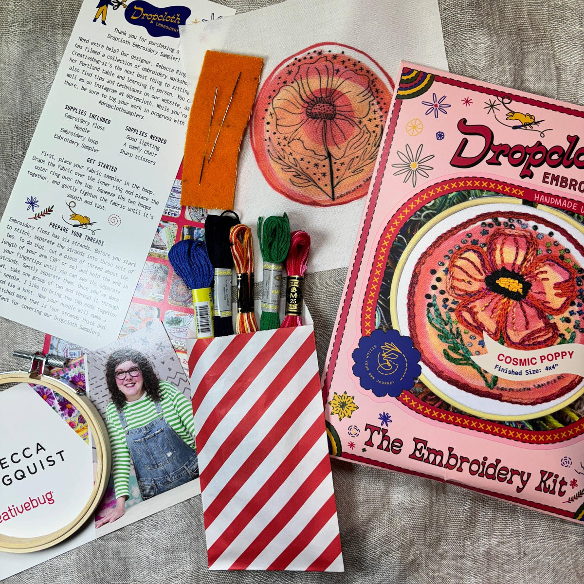 Dropcloth Samplers-Cosmic Poppy Embroidery Kit-embroidery kit-gather here online