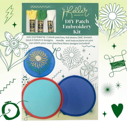 Keller Design Co.-DIY Embroidery Patch Kit - Floral-embroidery kit-gather here online