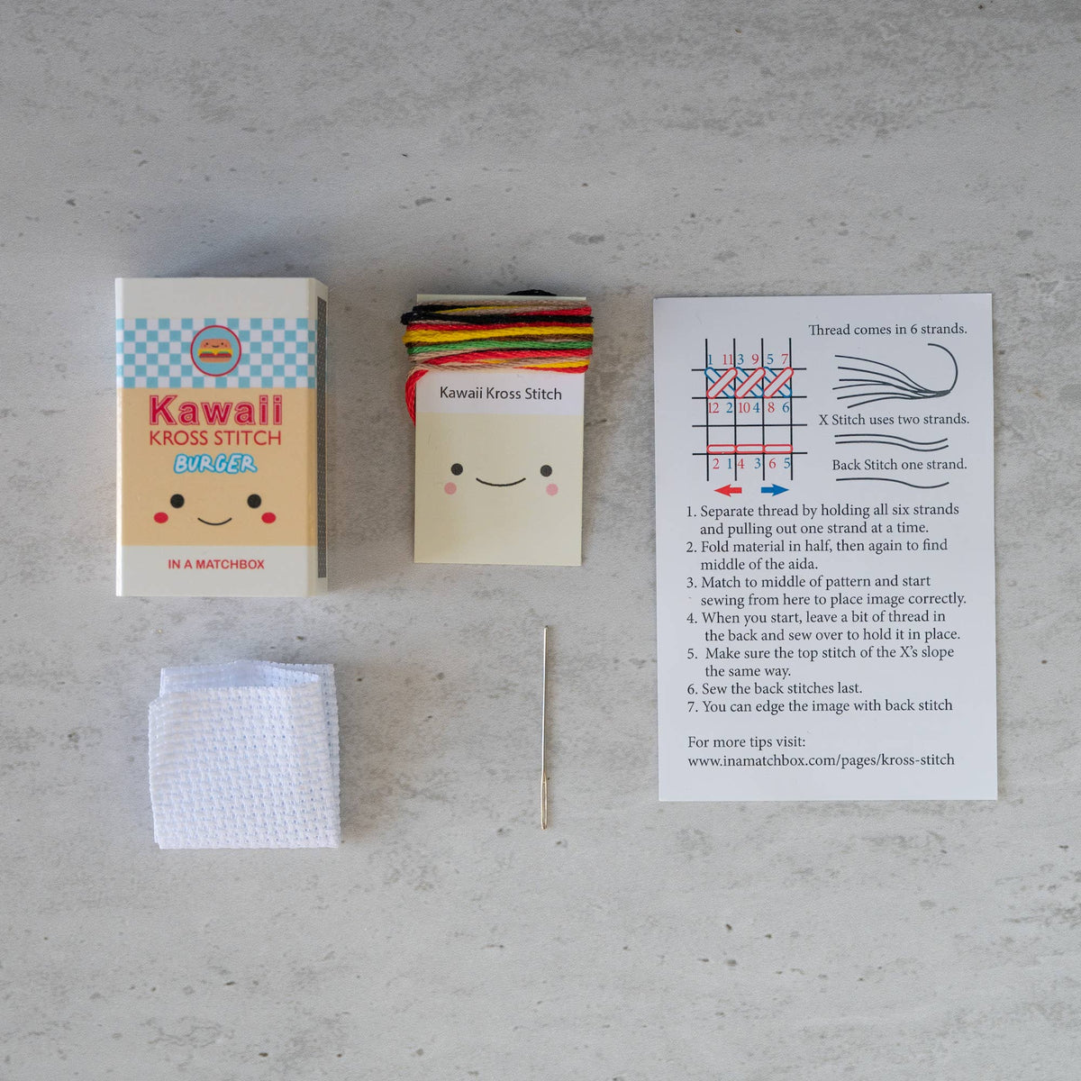 Marvling Bros Ltd-Kawaii Burger Mini Cross Stitch Kit-xstitch kit-gather here online