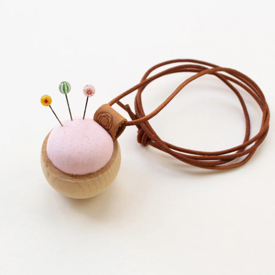 Cohana-Tombo-dama Sewing Pins & Cypress Pincushion Necklace Set-sewing notion-gather here online
